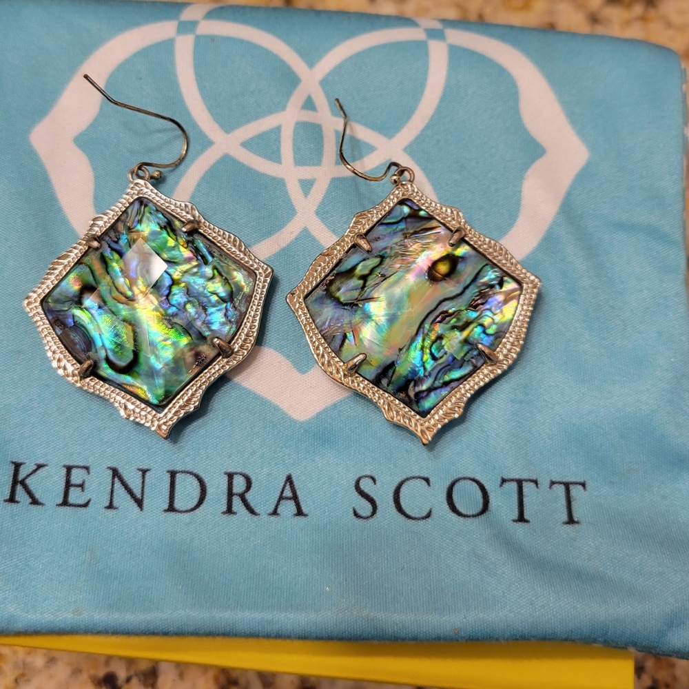 Kendra Scott Kristen Abalone Rhodium large earrings